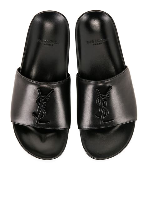 ysl joan leather slides|saint laurent slide sandals.